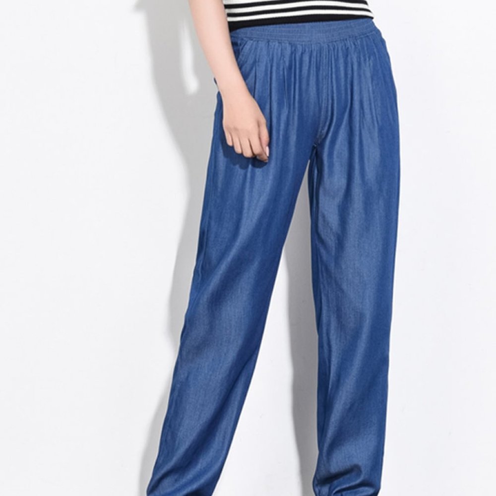 Halston Tencel Elastic Waist Cinch Ankle Pants